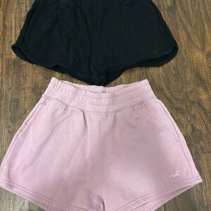 Hollister Black and Light Purple Athletic Shorts